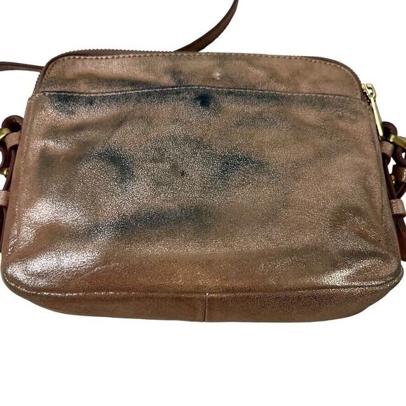Fossil Womens Small Rose Gold Crossbody Purse Shoulder Bag Leather "Stained" - Picture 4 of 16